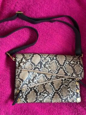 Hammitt Dillon Medium Domino Snake/Black Leather Crossbody